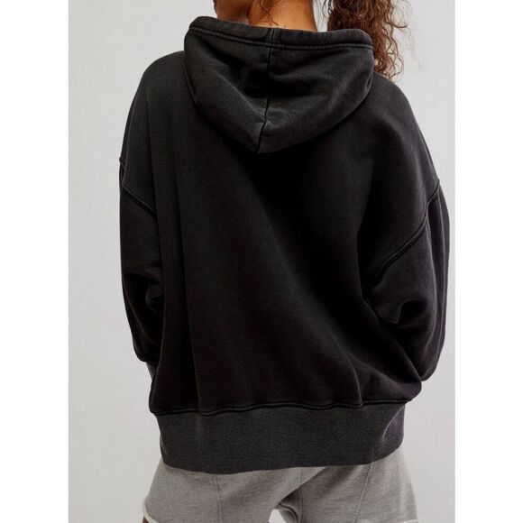 Free People MOVEMENT SPRINT TO THE FINISH HOODIE size L Washed Black - Picture 3 of 13
